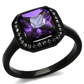 WildKlass Stainless Steel Ring IP Women AAA Grade CZ Amethyst