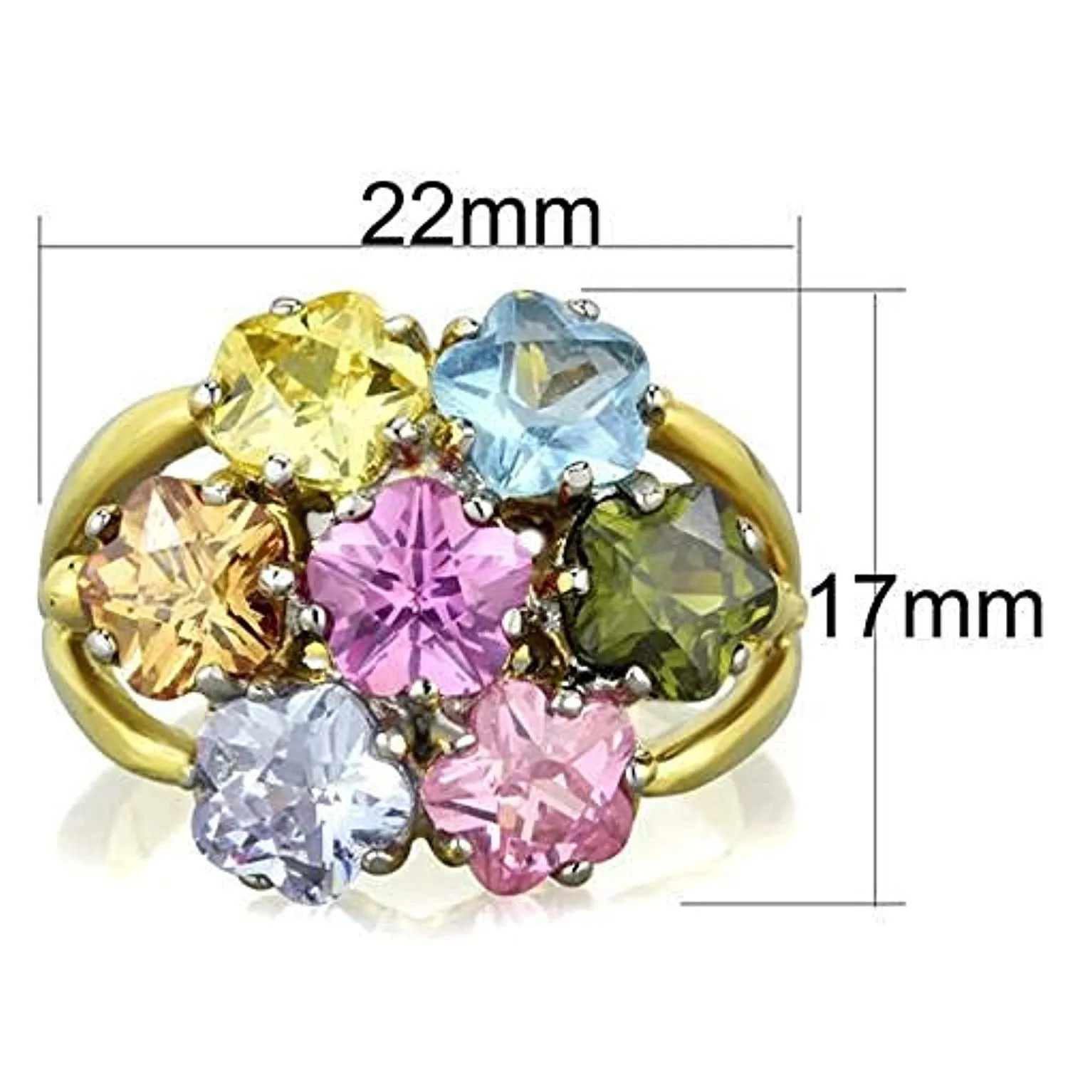 WildKlass Stainless Steel Ring Two-Tone IP Gold Women Assorted Multi Color