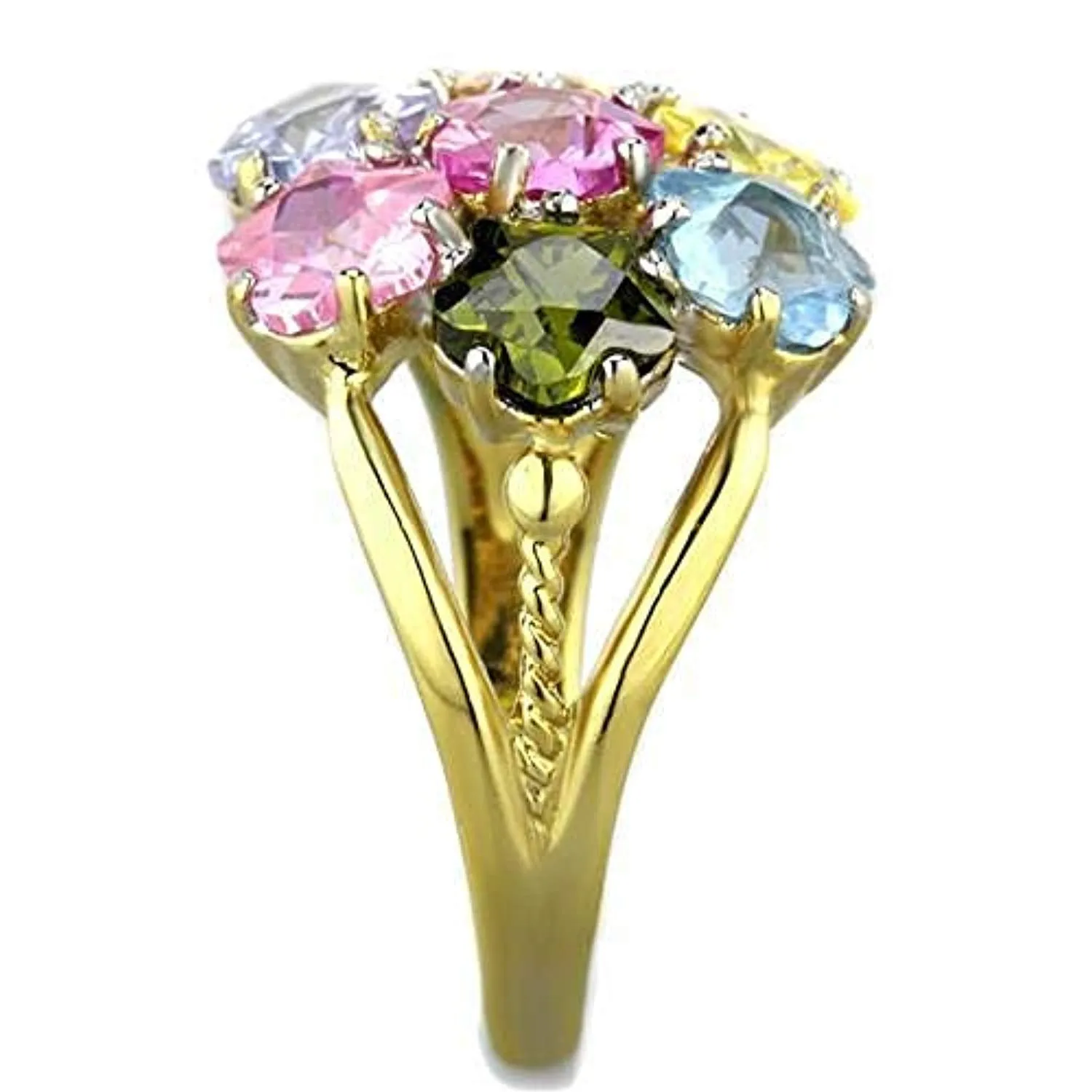 WildKlass Stainless Steel Ring Two-Tone IP Gold Women Assorted Multi Color