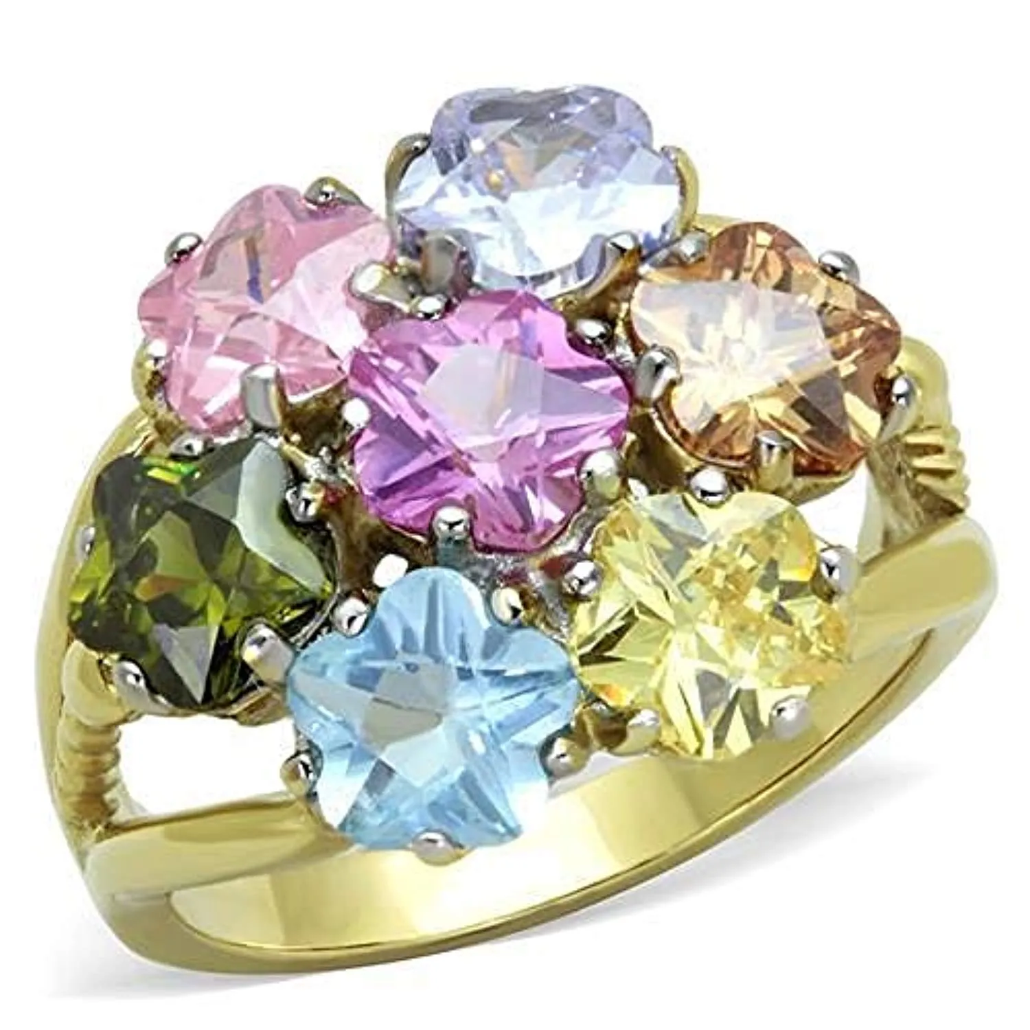 WildKlass Stainless Steel Ring Two-Tone IP Gold Women Assorted Multi Color