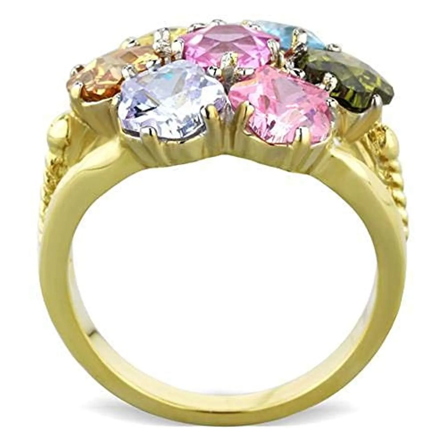 WildKlass Stainless Steel Ring Two-Tone IP Gold Women Assorted Multi Color