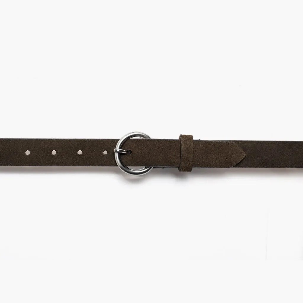 Women's Circle Leather Belt | Dark Olive Suede