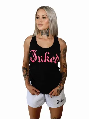 Women's Inked Logo Tank By Inked - Black/Pink